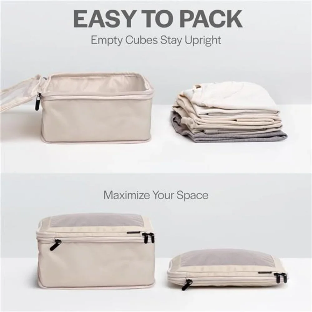 Compression Packing Cubes for Travel - Luggage Organizer Bags